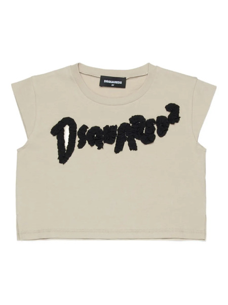  Dsquared2 Kids Logo-appliqué Cotton Top - Neutrals 