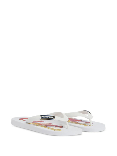  Dsquared2 Kids Logo-detail Flip Flops - White 