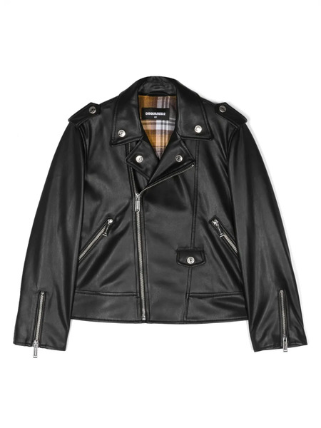  Dsquared2 Kids Logo-patch Faux-leather Jacket - Black 