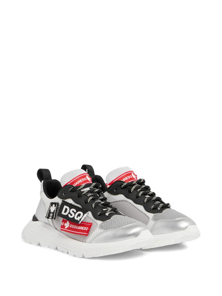  Dsquared2 Kids Logo-patch Lace-up Sneakers - Silver 