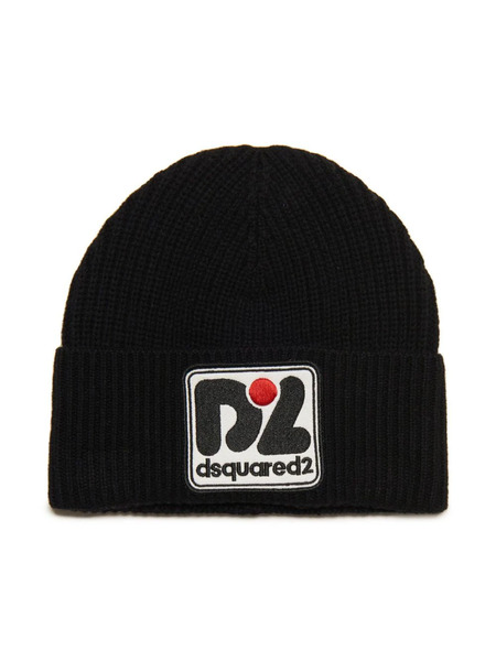  Dsquared2 Kids Logo-patch Ribbed Beanie - Black 