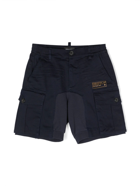  Dsquared2 Kids Logo-print Contrast-panel Cargo Shorts - Blue 