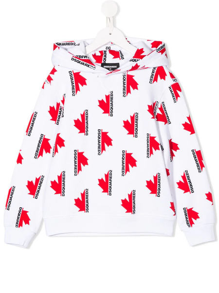  Dsquared2 Kids Maple Leaf Print Hoodie - White 