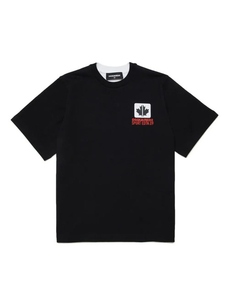  Dsquared2 Kids Maple-leaf Print T-shirt - Black 