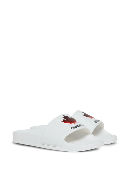  Dsquared2 Kids Maple Leaf Slides - White 