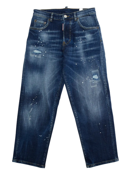  Dsquared2 Kids Paint-splatter Distressed Denim Jeans - Blue 
