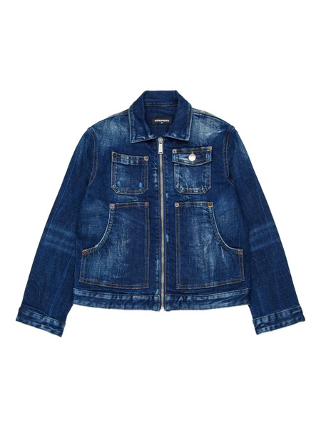  Dsquared2 Kids Pocket Zip-up Denim Jacket - Blue 