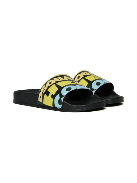  Dsquared2 Kids Printed Slides - Black 