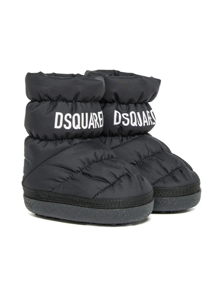  Dsquared2 Kids Quilted Logo-lettering Boots - Black 
