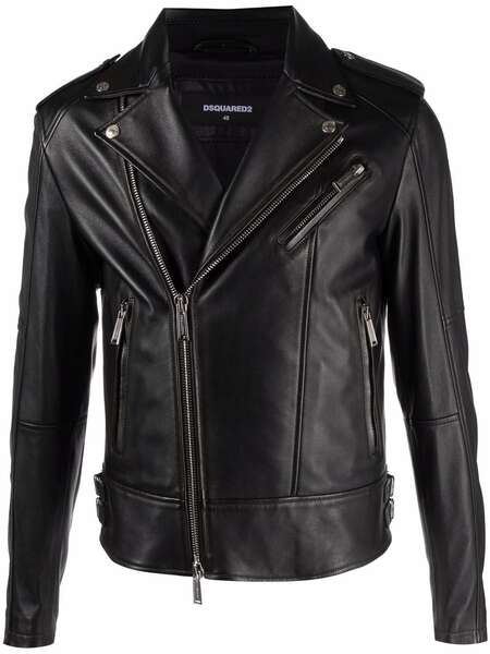  Dsquared2 Leather Biker Jacket - Black 