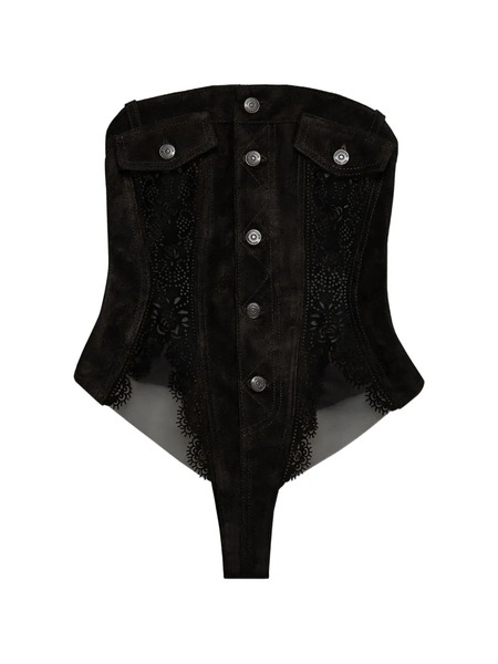  Dsquared2 Leather Bodysuit - Black 