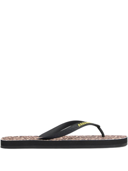  Dsquared2 Leopard Print Flip Flops - Brown 