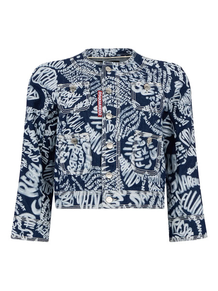  Dsquared2 Lettering-print Denim Jacket - Blue 