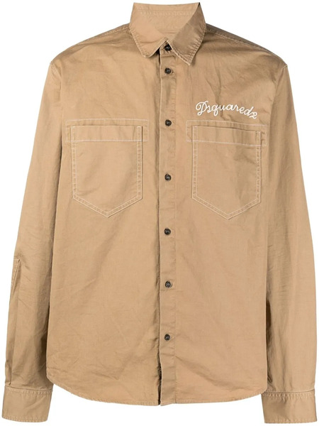  Dsquared2 Logo-embroidered Button-up Shirt - Neutrals 