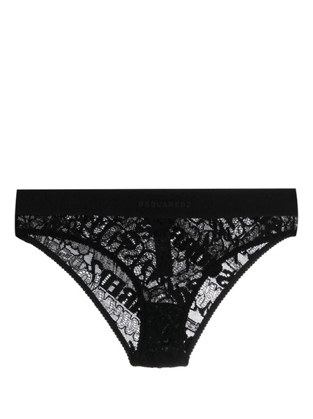  Dsquared2 Logo-embroidered Lace Briefs - Black 