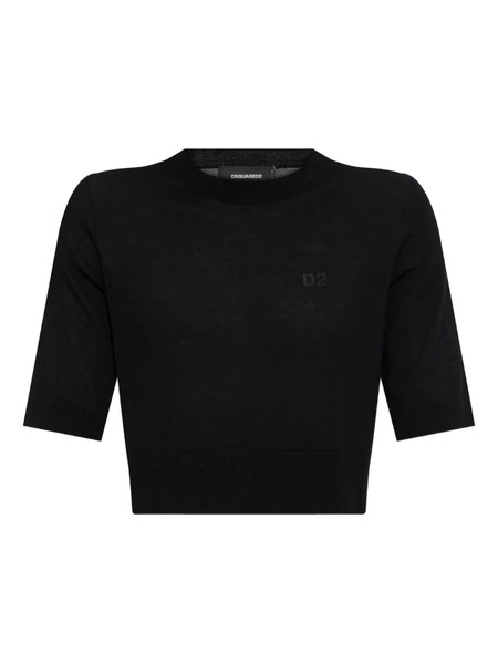  Dsquared2 Logo-embroidered Short-sleeve Knit Top - Black 