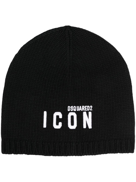  Dsquared2 Logo-embroidered Wool Beanie - Black 