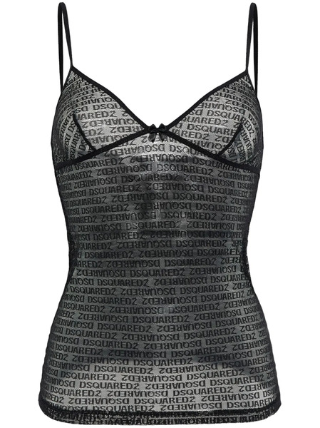  Dsquared2 Logo-jacquard Mesh Top - Black 