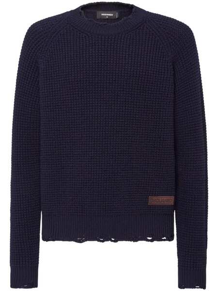 Dsquared2 Logo-patch Knitted Jumper - Blue 