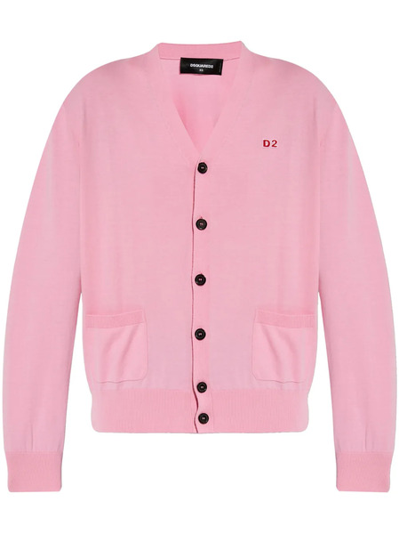  Dsquared2 Logo Patch V-neck Cardigan - Pink 