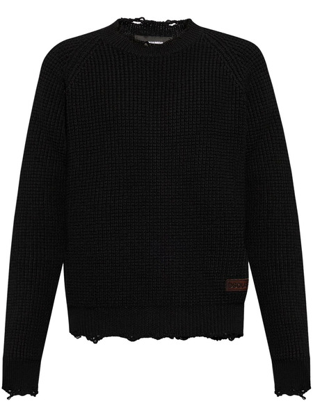  Dsquared2 Logo-patch Waffle-knit Jumper - Black 