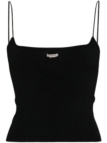  Dsquared2 Logo-plaque Knitted Crop Top - Black 