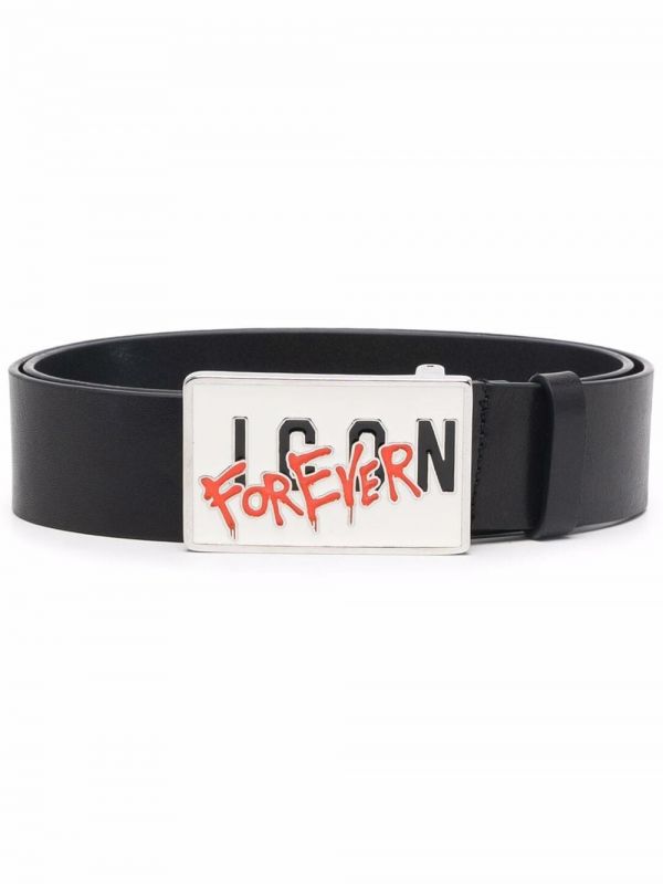  Dsquared2 Logo-plaque Leather Belt - Black 