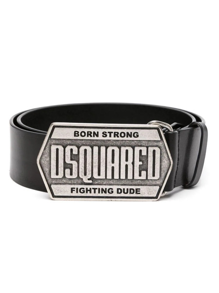  Dsquared2 Logo-plaque Leather Belt - Black 