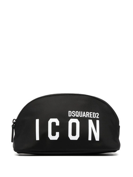  Dsquared2 Logo-print Leather-trimmed Makeup Bag - Black 
