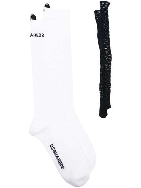  Dsquared2 Logo-print Ribbed Socks - White 