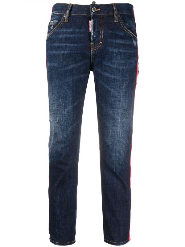  Dsquared2 Logo Tape Cropped Jeans - Blue 