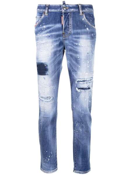  Dsquared2 Low-rise Distressed Cropped Jeans - Blue 
