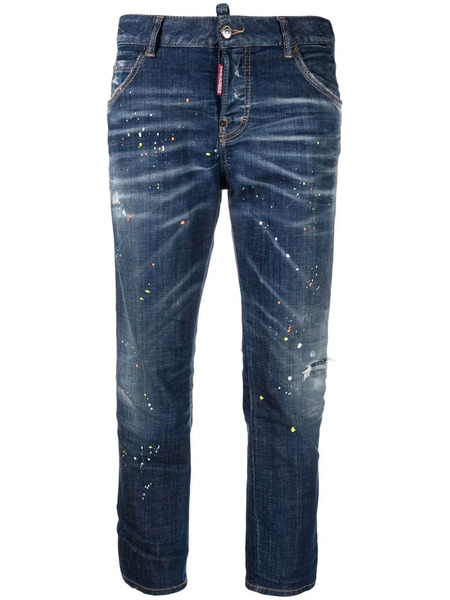  Dsquared2 Low-rise Paint-splatter Jeans - Blue 