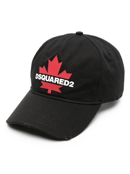  Dsquared2 Maple-leaf Printed Cotton Cap - Black 