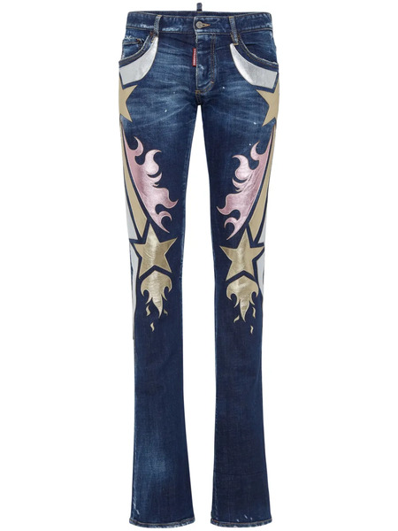  Dsquared2 Metallic-detailing Flared Jeans - Blue 