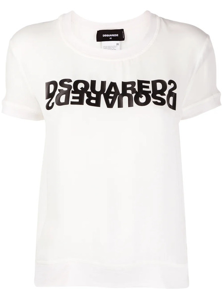  Dsquared2 Mirrored Logo Georgette Top - White 