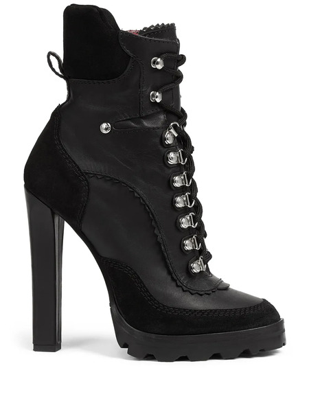  Dsquared2 120mm Round-toe Leather Boots - Black 