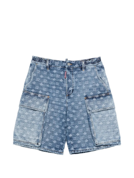  Dsquared2 Monogram-pattern Denim Shorts - Blue 