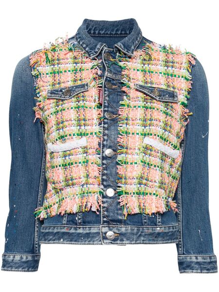  Dsquared2 Paint-splatter Panelled Denim Jacket - Blue 