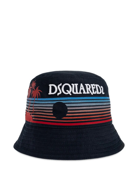  Dsquared2 Palm-print Striped Bucket Hat - Blue 