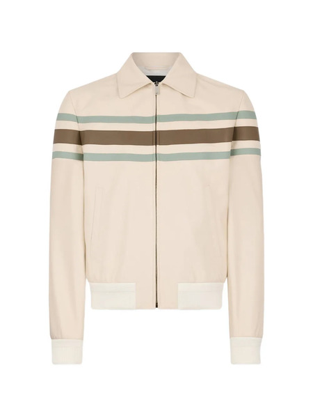  Dsquared2 Preppy Striped Leather Jacket - Neutrals 