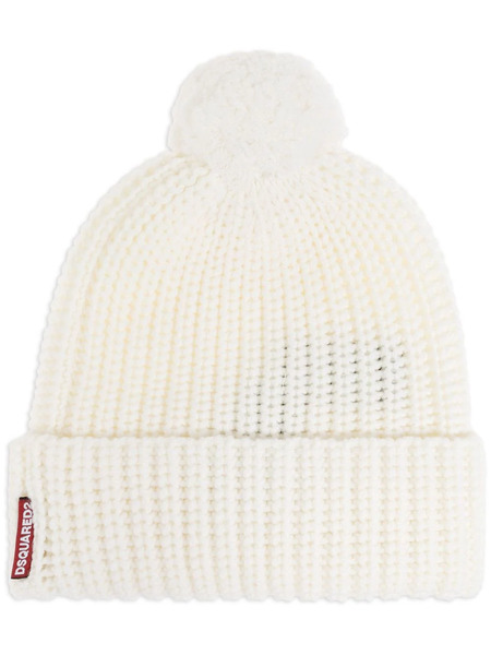  Dsquared2 Ribbed-knit Pompom Beanie - White 