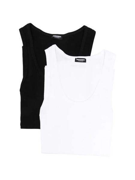  Dsquared2 Ribbed-knit Tank Top (set Of Two) - Black 