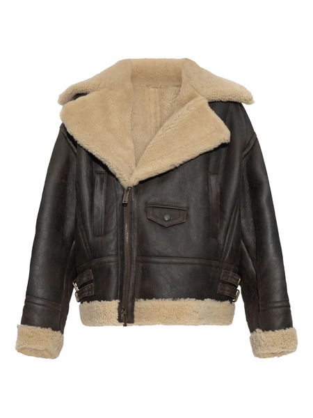  Dsquared2 Shearling-collar Leather Jacket - 143 - Brown 