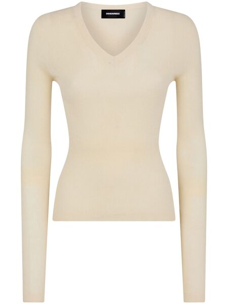  Dsquared2 Slim-cut Ribbed-knit Jumper - Neutrals 
