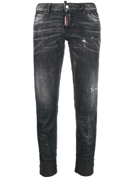  Dsquared2 Splatter-detailed Cropped Jeans - Black 