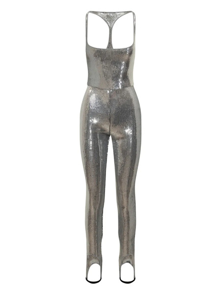  Dsquared2 Stirrup-detail Full-sequin Jumpsuit - Silver 