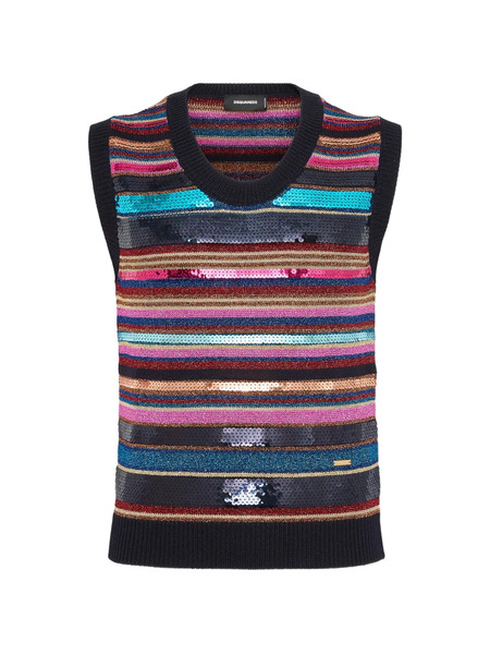 Dsquared2 Striped Sequinned Vest - Black 