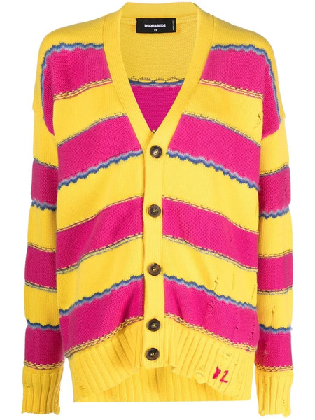  Dsquared2 Striped V-neck Cardigan - Pink 