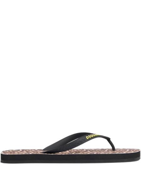  Dsquared2 Wild2 Leopard Print Flip Flops - Brown 